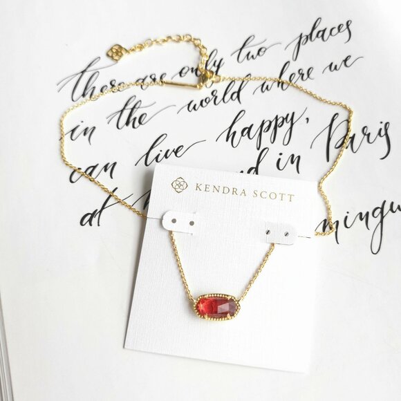 Kendra Scott Elisa Gold Berry red glass Necklace - Picture 3 of 3